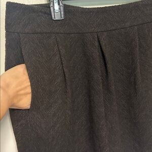 Eileen Fisher Espresso wool blend skirt with pocket.  Fall fashion quiet luxury